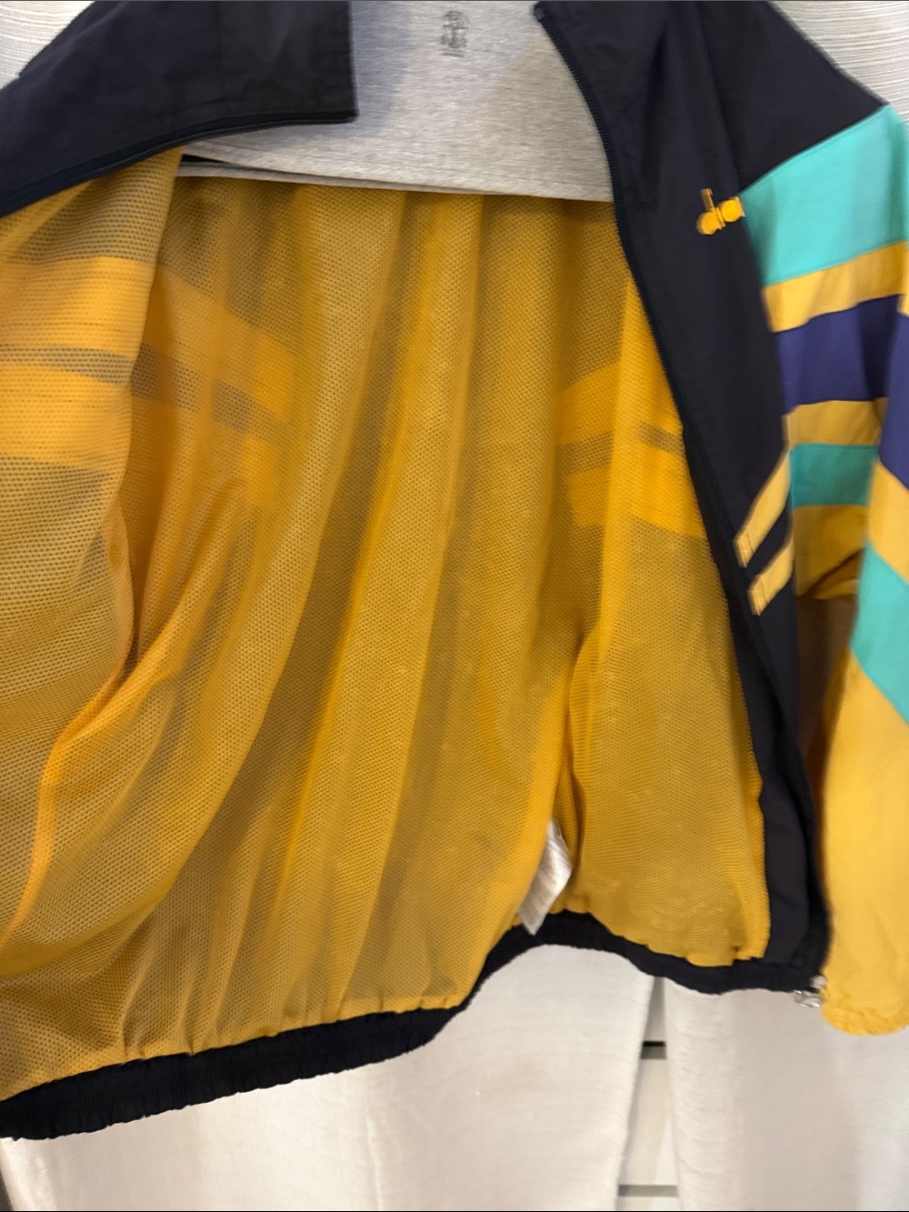 Diadora Black Teal Yellow Purple Colorblock Puffer Jacket - Picture 4 of 7